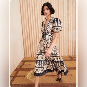 Ulla Johnson Plumeria Brown Midi Dress women’s size 2